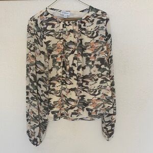 Evereve Abstract Print Blouse - Black, Cream, Orange